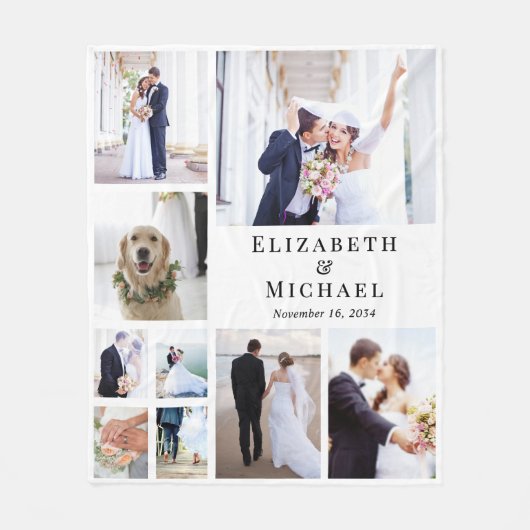 Pas getrouwd foto collage bruiloft fleece deken (Voorkant)