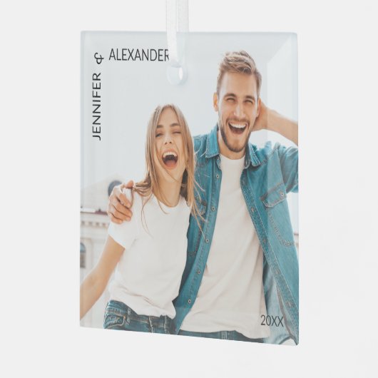 Pas getrouwd foto glas ornament (Voorkant links)