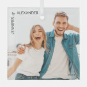 Pas getrouwd foto glas ornament (Voorkant)