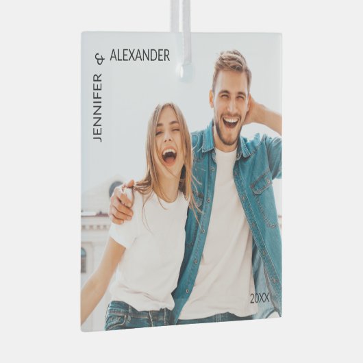 Pas getrouwd foto glas ornament (Voorkant Rechts)