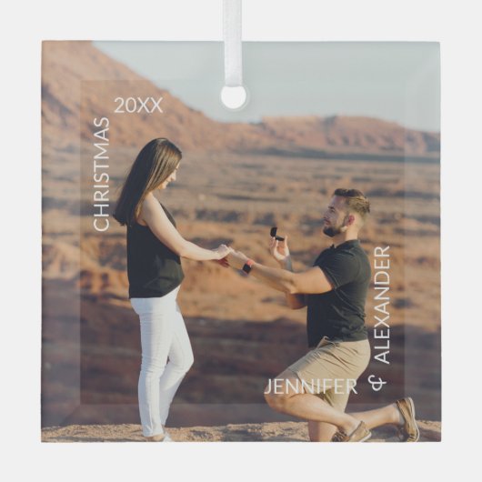 Pas getrouwd foto glas ornament (Voorkant)