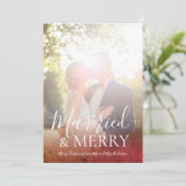 Pas getrouwd Foto Kerst Getrouwd en Vrolijk Feestdagenkaart (Staand voorkant)