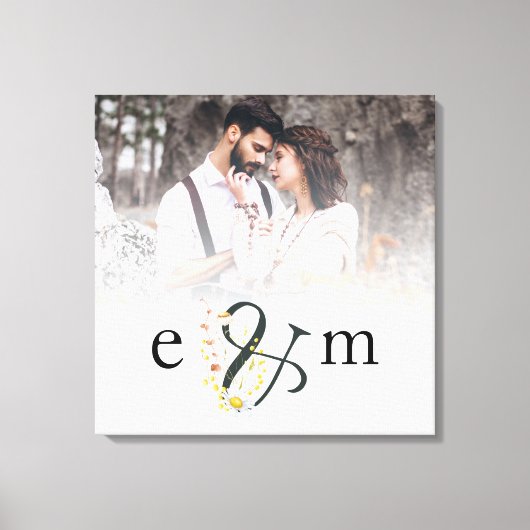 Pas getrouwd Foto Overlay Initialen Ampersand Wedd Canvas Afdruk (Voorkant)
