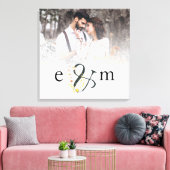 Pas getrouwd Foto Overlay Initialen Ampersand Wedd Canvas Afdruk (Insitu (Woonkamer))