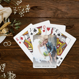 Pas getrouwd Foto Wedding Favor Pokerkaarten