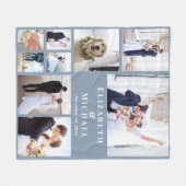 Pas getrouwd Fotocollage Dusty Blue Wedding Fleece Deken (Voorkant (Horizontaal))