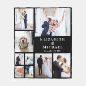 Pas getrouwd Fotocollage Zwarte bruiloft Fleece Deken (Voorkant)