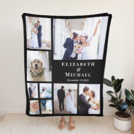 Pas getrouwd Fotocollage Zwarte bruiloft Fleece Deken