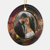 Pas getrouwd gepersonaliseerde kerstversiering keramisch ornament (Links)
