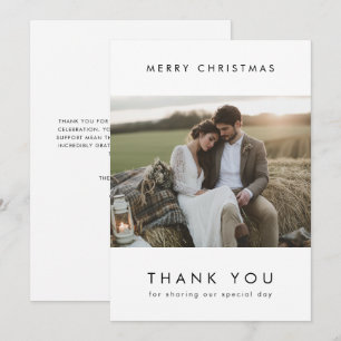 Pas getrouwd Getrouwd Bedankt Kerstfoto Feestdagenkaart
