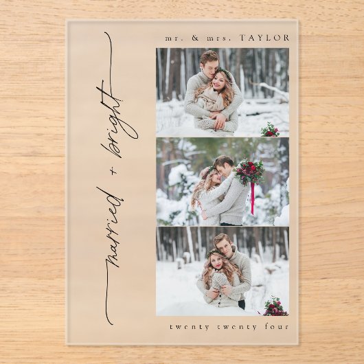 Pas getrouwd Getrouwd en Bright First Christmas Fo Acryl Uitnodigingen (Voorkant)