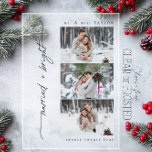 Pas getrouwd Getrouwd en Bright First Christmas Fo Acryl Uitnodigingen<br><div class="desc">Je verhaal verdient het om gevierd te worden op een manier die net zo tijdloos is als de liefde die je deelt. Deze Pas getrouwd Married and Bright First Christmas Photo-acrylontwerp is meer dan een uitnodiging of aankondiging - het is een aandenken, een venster op het moment waarop liefde en...</div>