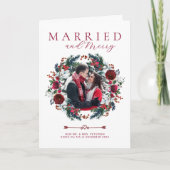 Pas getrouwd Getrouwd en vrolijk foto kerst Feestdagen Kaart (Voorkant)