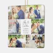 Pas getrouwd Getrouwd Paar Foto Collage Kerstmis Keramisch Ornament (Links)