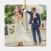 Pas getrouwd Getrouwd Paar Foto Collage Kerstmis Keramisch Ornament (Achterkant)