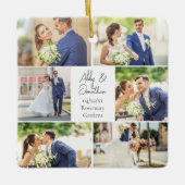 Pas getrouwd Getrouwd Paar Foto Collage Kerstmis Keramisch Ornament (Voorkant)