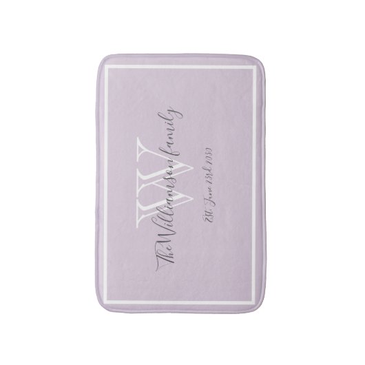 Pas getrouwd Gift Elegant Familie Monogram Script  Badmat (Voorkant Verticaal)