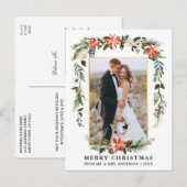 Pas getrouwd Goud Lijst Waterverf Winter Bloemen Briefkaart (Voorkant / Achterkant)