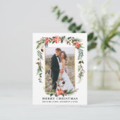 Pas getrouwd Goud Lijst Waterverf Winter Bloemen Briefkaart (Staand voorkant)