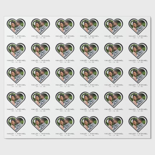 Pas getrouwd hart foto Afbeelding bruiloft Cadeaupapier (Vlak)