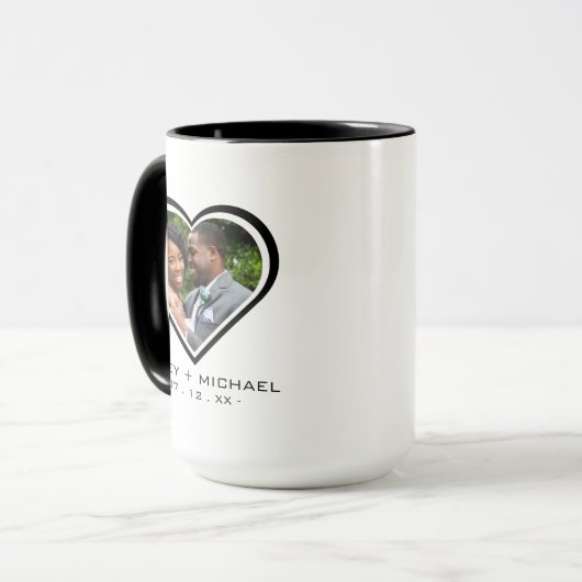 Pas getrouwd hart foto Afbeelding bruiloft Mok (Voorkant links)