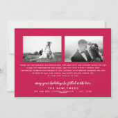 Pas getrouwd Holiday Handtekening | Rood | Foto 4 Feestdagenkaart (Achterkant)