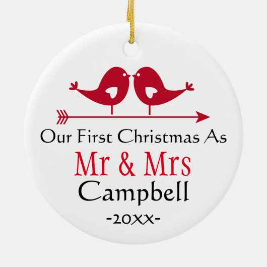 Pas getrouwd Holiday Ornament - Kerstmis - LoveBir (Achterkant)