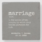 Pas getrouwd Huwelijk Gepersonaliseerd Huwelijksca Stenen Onderzetter (Voorkant)