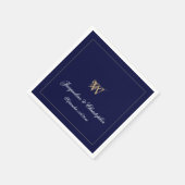 Pas getrouwd/huwelijkscadeau Monogram Chic Navy Pa Servet (Hoek)