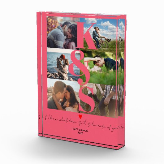 Pas getrouwd Jubileum Paar Foto Collage Roze (Rechts)