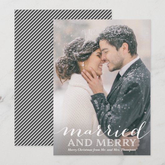 Pas getrouwd Kaarten voor kerstmis - Gehuwd en gro (Voorkant / Achterkant)