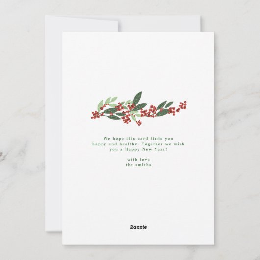 Pas getrouwd Kalligrafie JOY Bloemen Kerstmis Foto Feestdagenkaart (Achterkant)