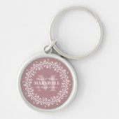 Pas getrouwd Keepomwille Couple Pink WreatMonogram Sleutelhanger (Voorkant)