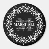 Pas getrouwd Keepomwille Couple Wreatmonogram Name Magneet (Voorkant)