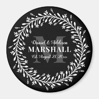 Pas getrouwd Keepomwille Couple Wreatmonogram Name Magneet