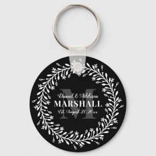 Pas getrouwd Keepomwille Couple Wreatmonogram Name Sleutelhanger