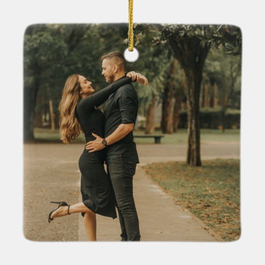 Pas getrouwd Keepsake, Kerst als Mr Mrs. Keramisch Ornament (Achterkant)