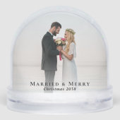 Pas getrouwd kerst getrouwd en vrolijk foto sneeuwbol (Achterkant)