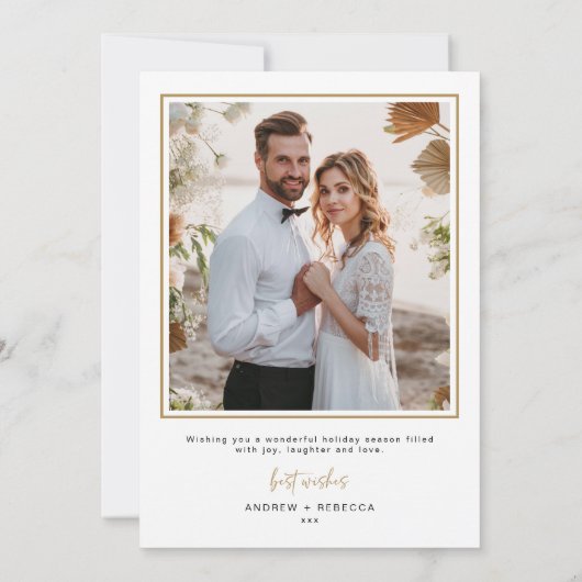 Pas getrouwd Kerst Kaart 3 Foto Vakantie Kaart Gou (Achterkant)