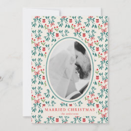 Pas getrouwd Kerst Kaart Grand Millenial Pattern