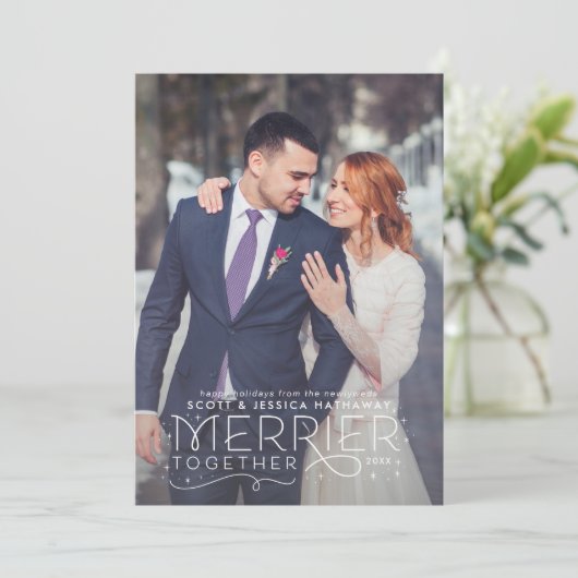 Pas getrouwd Kerst Kaart met Trouwfoto (Staand voorkant)