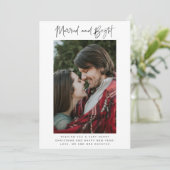 Pas getrouwd kerst met felle foto's feestdagenkaart (Staand voorkant)