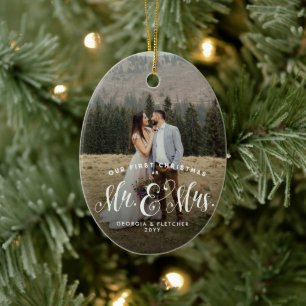 Pas getrouwd kerstboomornament keramisch ornament