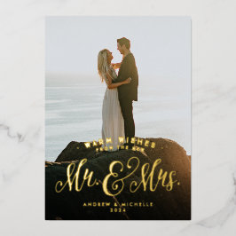 Pas getrouwd kerstcadeaufoto folie feestdagenkaart