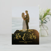 Pas getrouwd kerstcadeaufoto folie feestdagenkaart (Staand Voorkant)