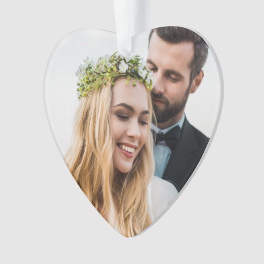 Pas getrouwd kerstfoto rood ornament (voorkant)
