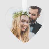 Pas getrouwd kerstfoto rood ornament (voorkant)