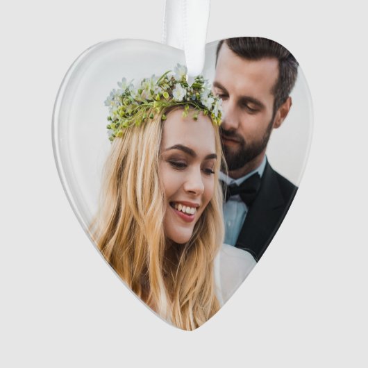 Pas getrouwd kerstfoto rood ornament (voorkant)