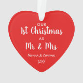 Pas getrouwd kerstfoto rood ornament (achterkant)