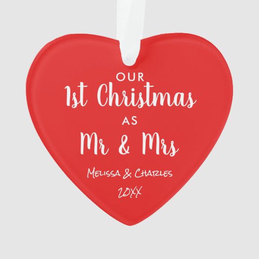 Pas getrouwd kerstfoto rood ornament (achterkant)